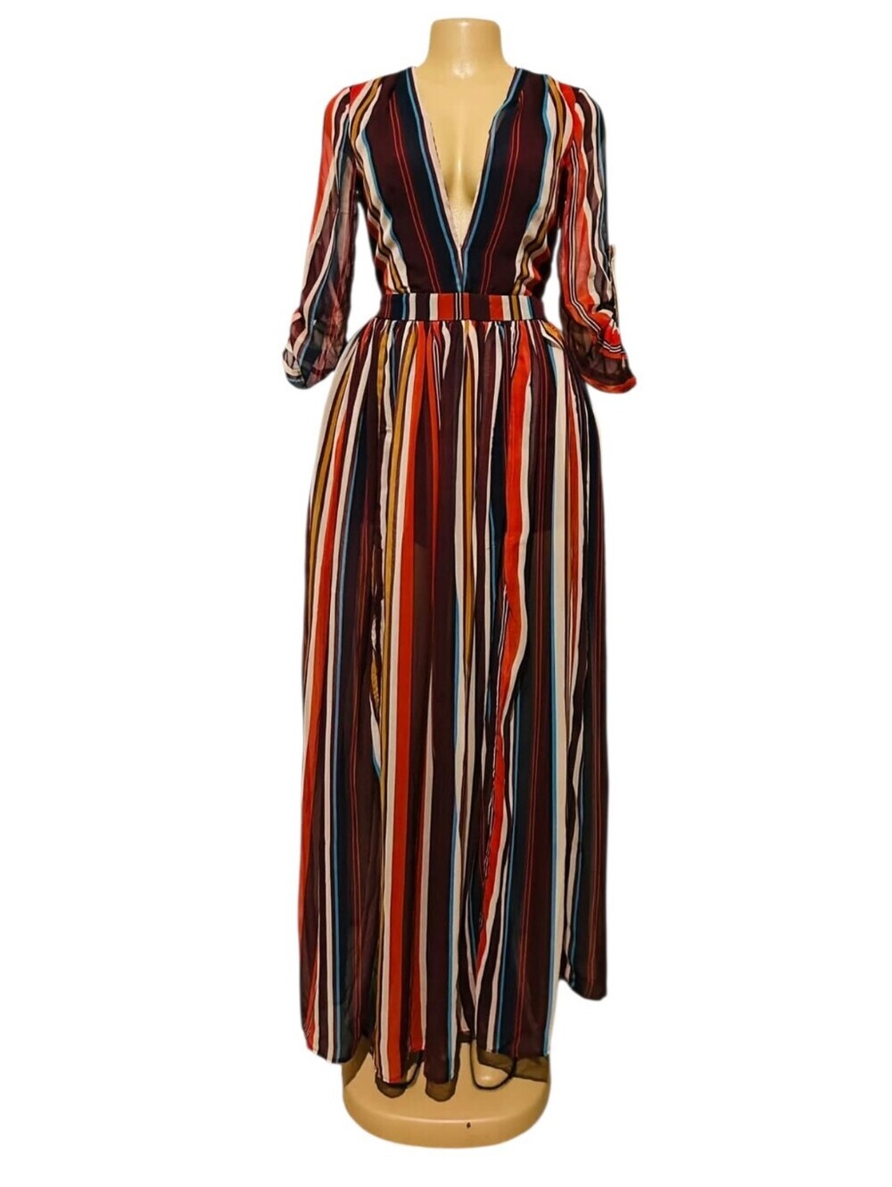 Fashion Nova Multi Striped Maxi Dress